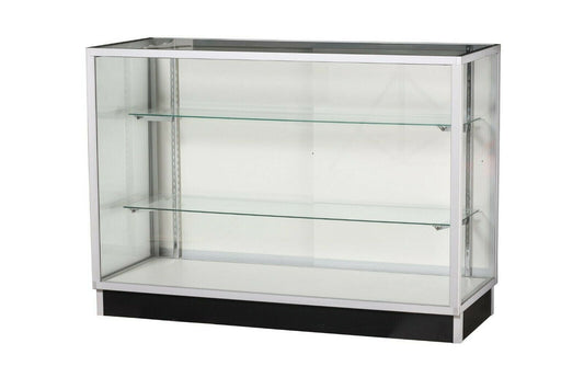 Extra Vision 60 Inch Tempered Glass Display Showcase with Silver Aluminum Frame