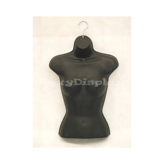 Plastic Hanging Black Half Round Female Mannequin Torso Shirt Form Display