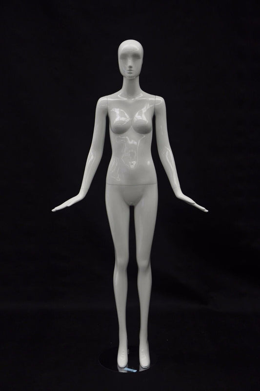 Female Glossy White Fiberglass Abstract Mannequin #MD-XD01W