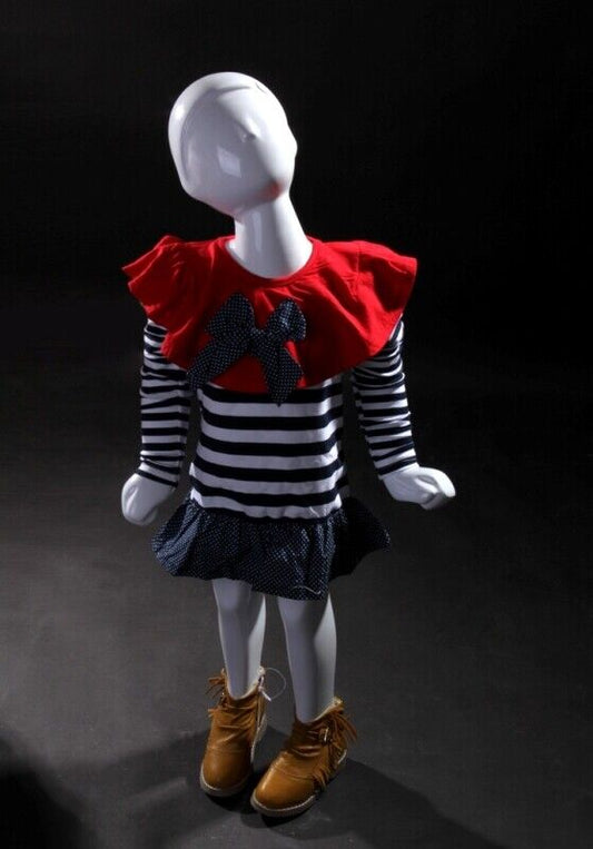 Toddler Abstract Fiberglass Glossy White Faceless Mannequin with Base