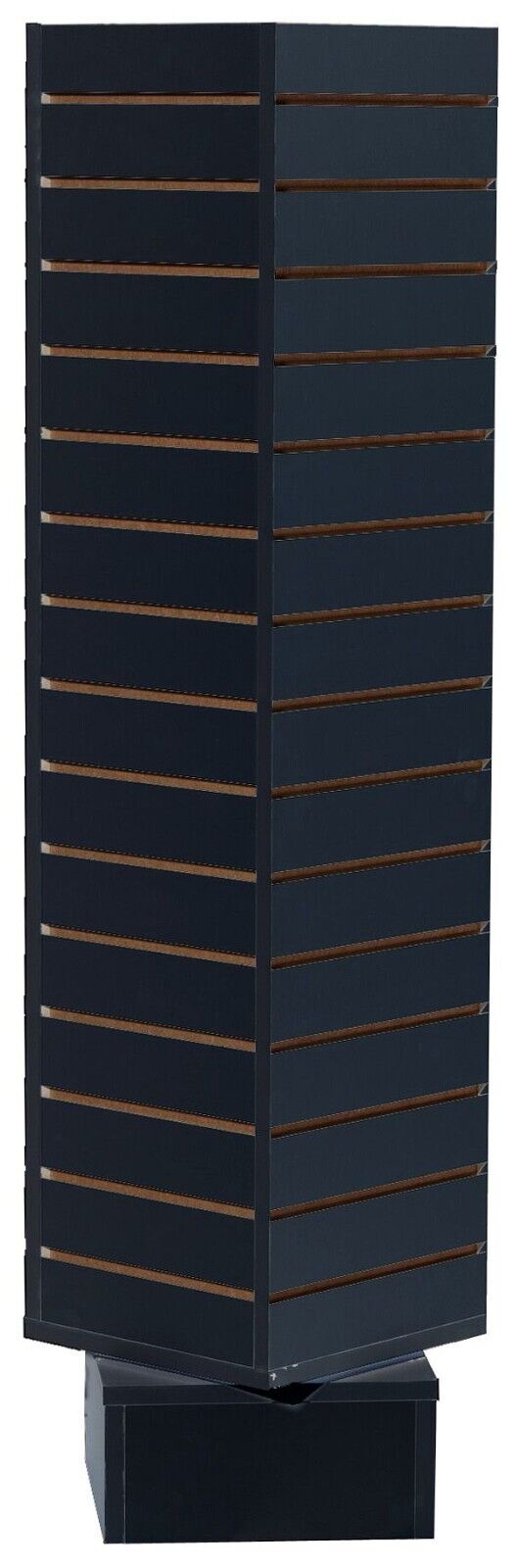 Rotating 4 Sided Floor Standing 12 Inch x 12 Inch Black Slatwall Display Unit
