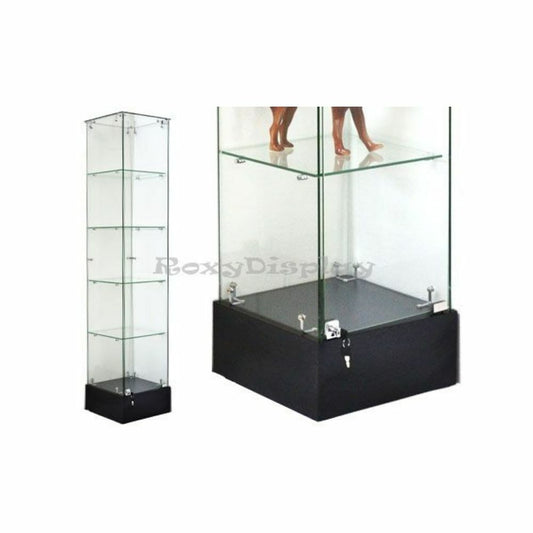 Frameless Tempered Glass 72 Inch Tower Display Showcase with Lock and Door