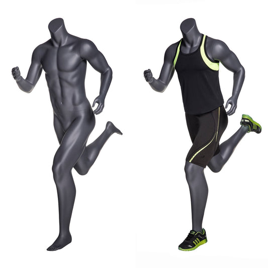 Male Adult Full Body Headless Jogging Athletic Sports Mannequin with Base