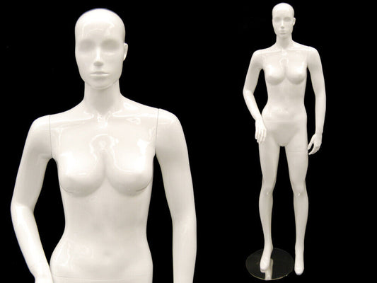 Glossy White Full Body Adult Female Abstract Fiberglass Fashion Mannequin
