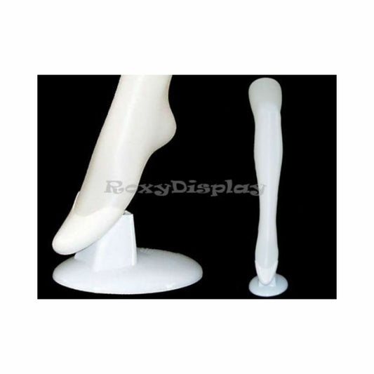 Women's Sock Display Form Foot - White Plastic Foot Form With Stand (10 Units)