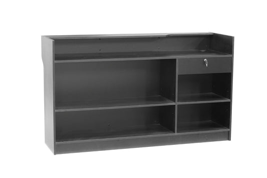 Black Wood Ledge Top POS Check-out Register Counter with Lockable Rear Drawer