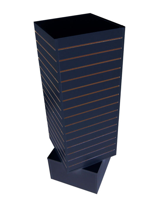 Rotating 4 Sided Floor Standing 20 Inch x 20 Inch Black Slatwall Display Unit