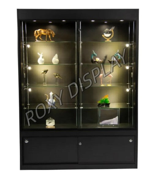 Wall Showcase – Black Finish with Storage Cabinet (Model SC-M884BK)