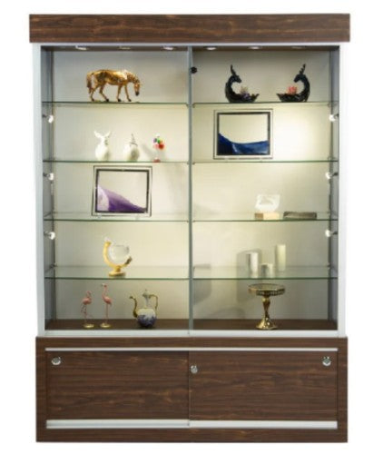 Wall Showcase – Cherry Finish with LED Lighting (Model SC-M885)