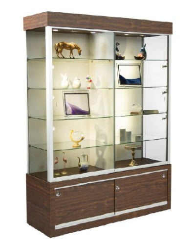 Wall Showcase – Cherry Finish with LED Lighting (Model SC-M885)