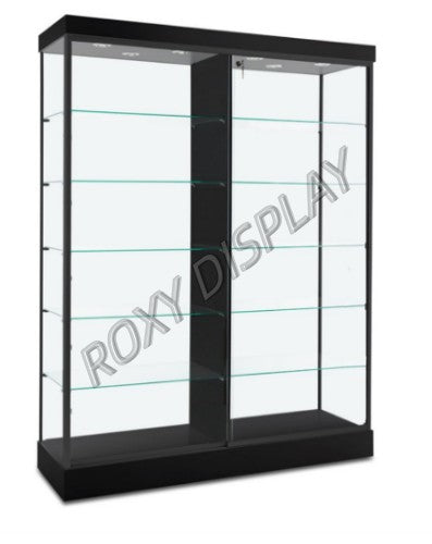Wall Showcase – Black Finish with LED Lights & Built-In Wheels (Model SC-M888-BK)