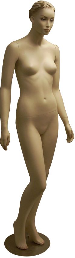Adult Female Fleshtone Fiberglass Realistic Mannequin with Molded Hair and Base #AC3F