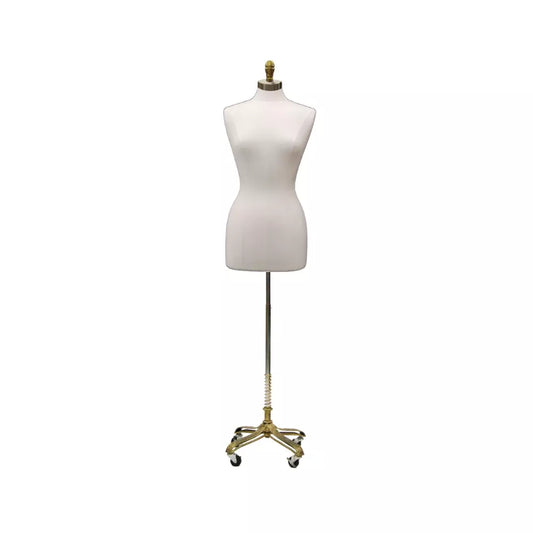 Size 6-8 Adult Female Dress Form White Linen Mannequin with Base
