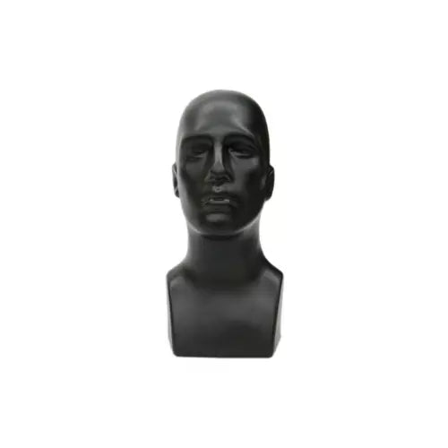 Adult Male Plastic 16 Inch Black Mannequin Head Display (2 Pack) #M-BK